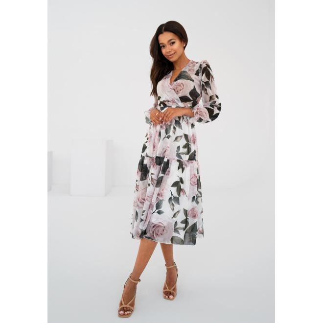 Šifonové květinové šaty MOSQUITO s dlouhými rukávy