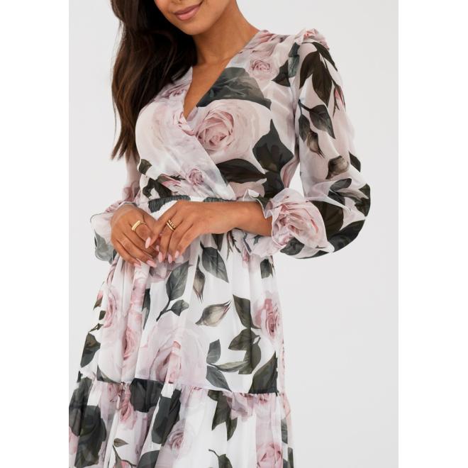 Šifonové květinové šaty MOSQUITO s dlouhými rukávy