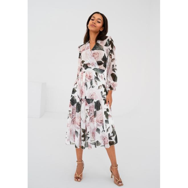 Šifonové květinové šaty MOSQUITO s dlouhými rukávy