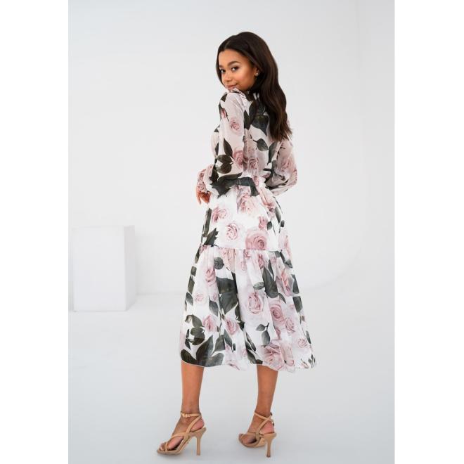 Šifonové květinové šaty MOSQUITO s dlouhými rukávy