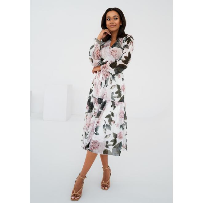 Šifonové květinové šaty MOSQUITO s dlouhými rukávy