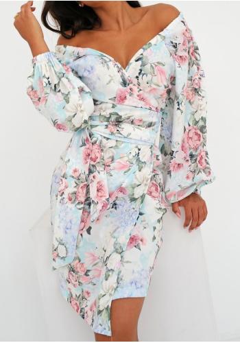 Zavinovací květinové šaty MOSQUITO v modré barvě