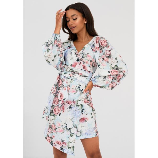 Zavinovací květinové šaty MOSQUITO v modré barvě