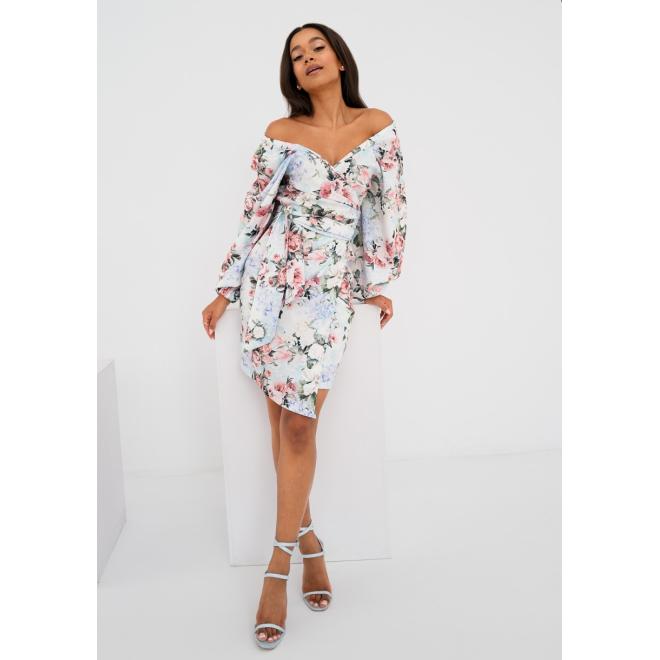 Zavinovací květinové šaty MOSQUITO v modré barvě