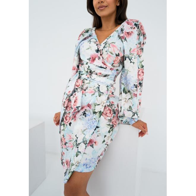 Zavinovací květinové šaty MOSQUITO v modré barvě
