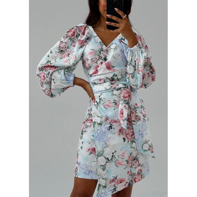 Zavinovací květinové šaty MOSQUITO v modré barvě