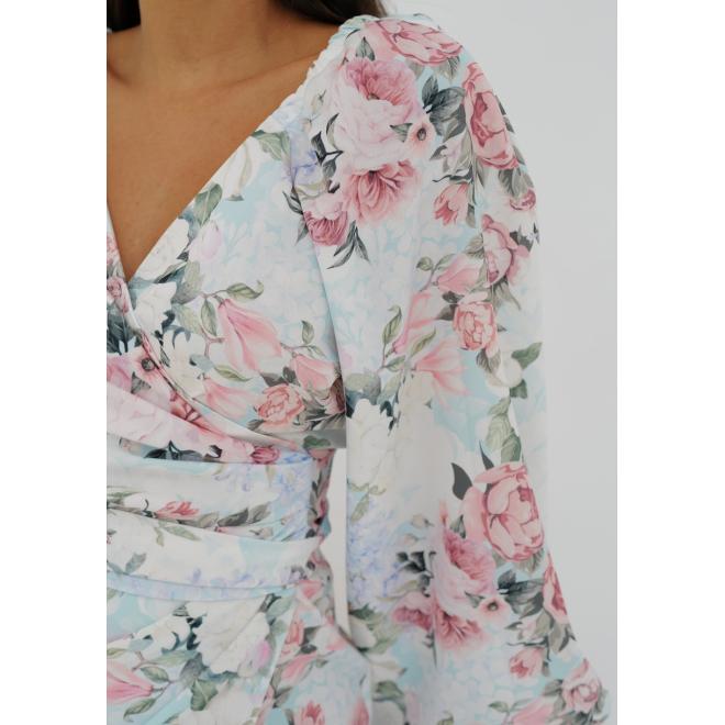 Zavinovací květinové šaty MOSQUITO v modré barvě