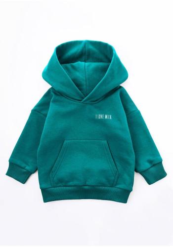 Tyrkysová mikina I LOVE MILK pro děti