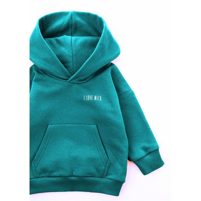 Tyrkysová mikina I LOVE MILK pro děti