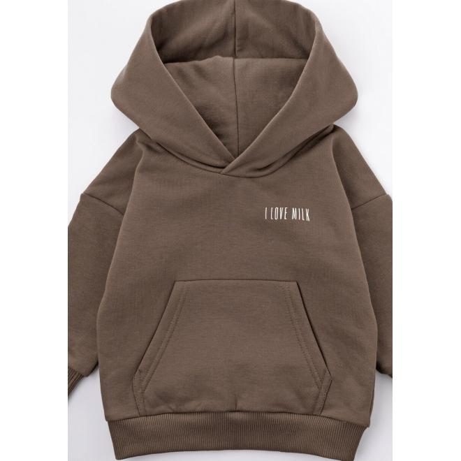 Dětská hnědá mikina I LOVE MILK