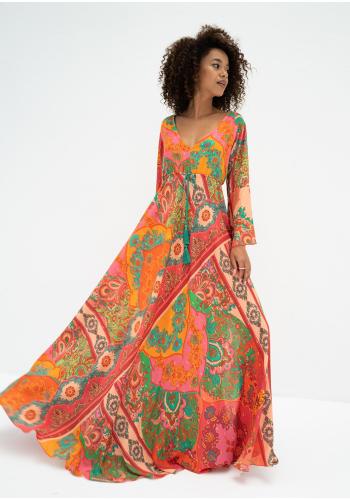 Barevné boho šaty MOSQUITO s dlouhým rukávem