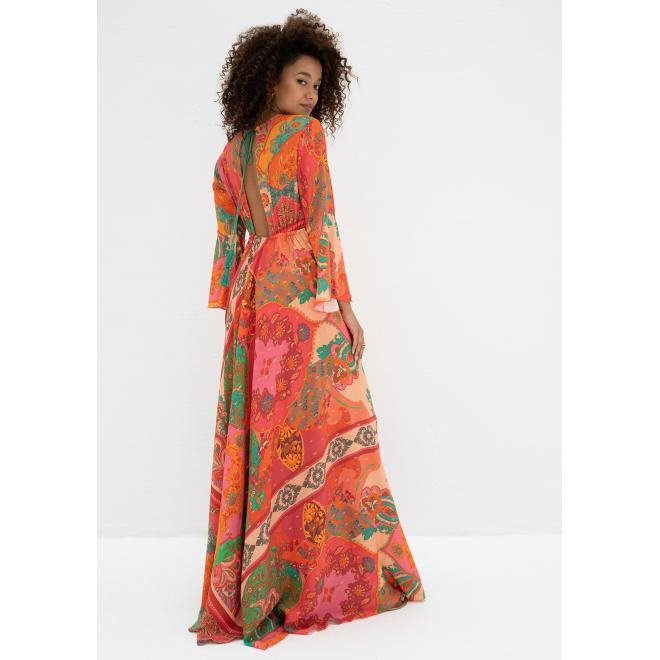 Barevné boho šaty MOSQUITO s dlouhým rukávem