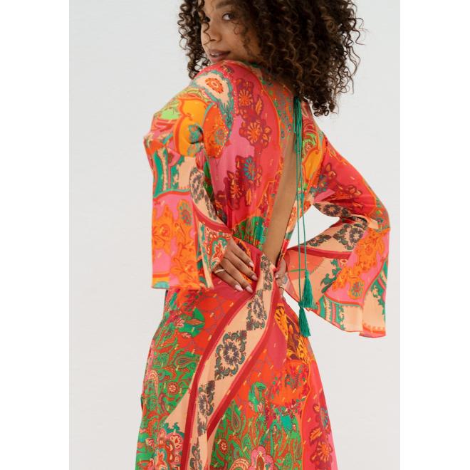 Barevné boho šaty MOSQUITO s dlouhým rukávem