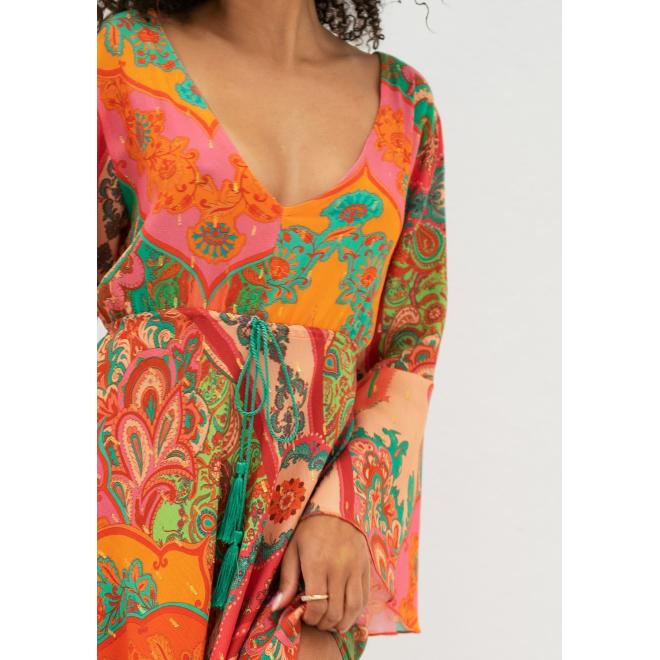 Barevné boho šaty MOSQUITO s dlouhým rukávem