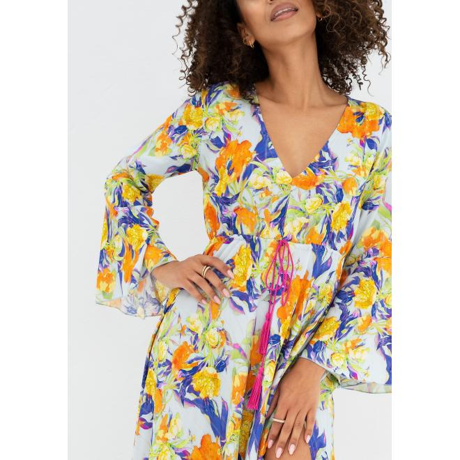 Letní kvítkované šaty MOSQUITO modré barvy