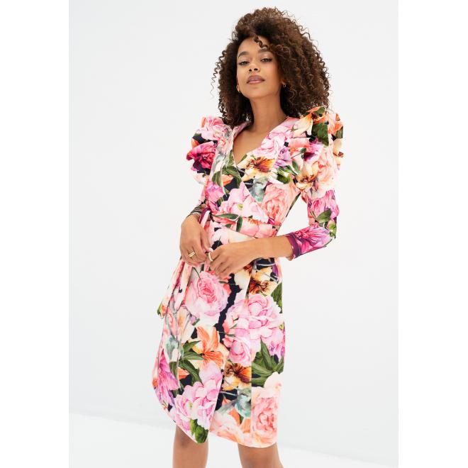 Květinové zavinovací šaty MOSQUITO s volány