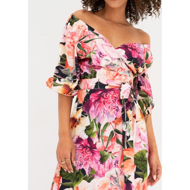 Maxi šaty MOSQUITO s růžovými květy