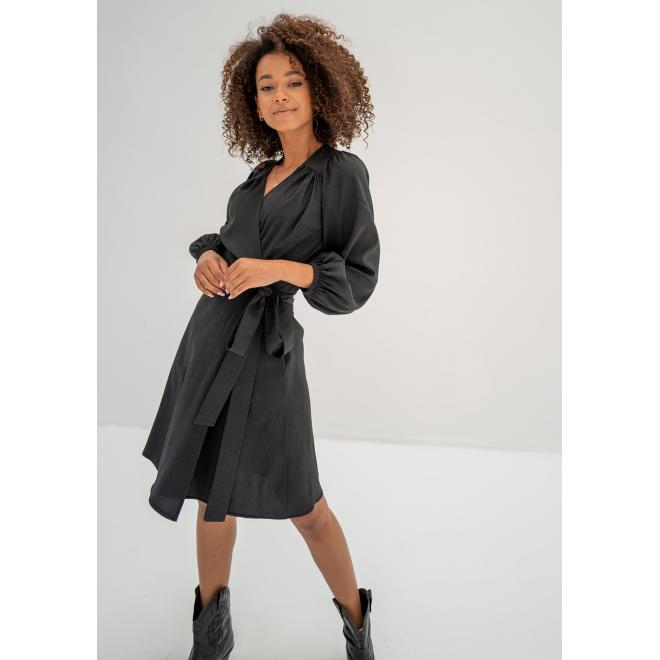 Černé obálkové šaty MOSQUITO s dlouhým rukávem