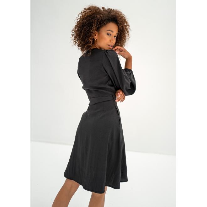 Černé obálkové šaty MOSQUITO s dlouhým rukávem