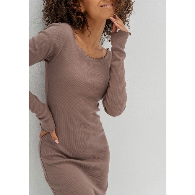 Hnědé žebrované midi šaty MOSQUITO pro dámy