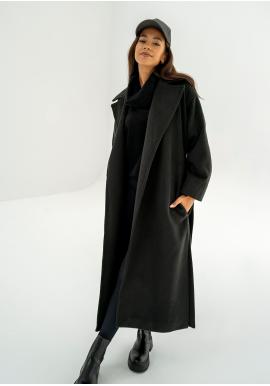 Černý elegantní kabát MOSQUITO s páskem