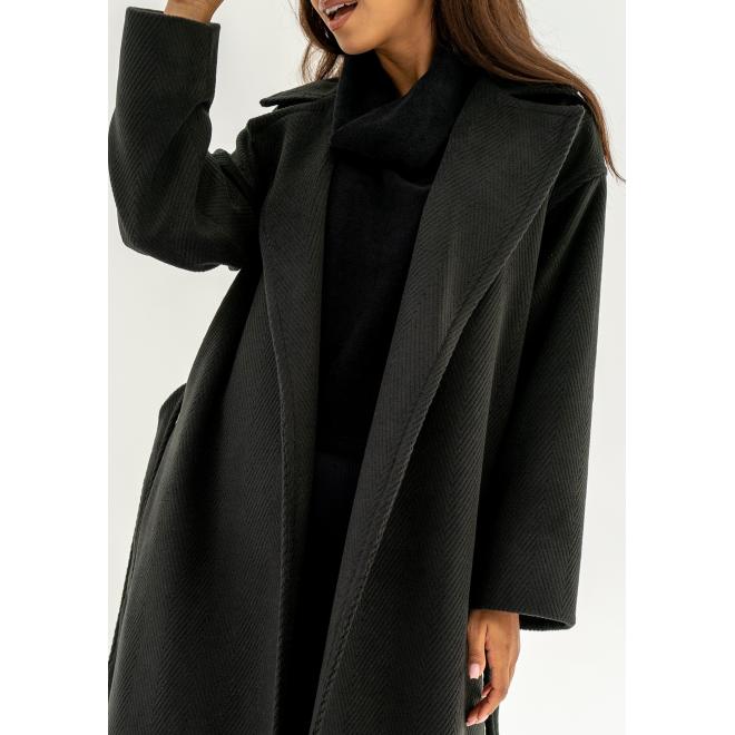 Černý elegantní kabát MOSQUITO s páskem