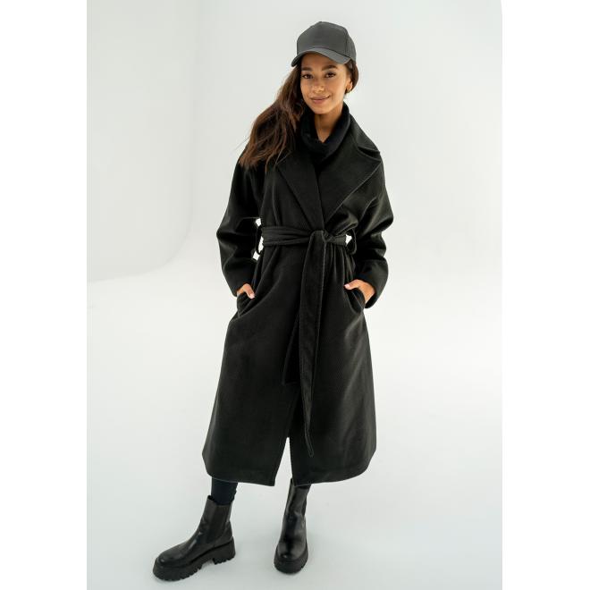 Černý elegantní kabát MOSQUITO s páskem