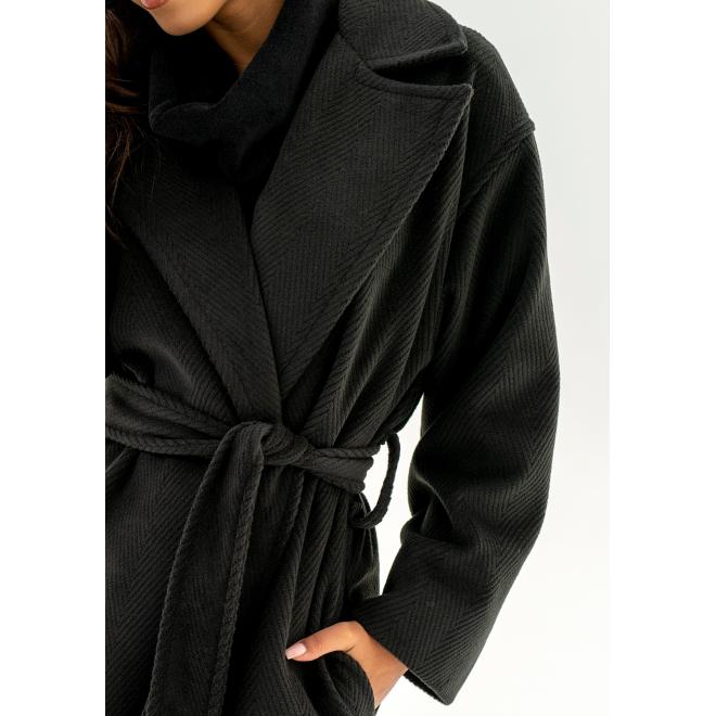 Černý elegantní kabát MOSQUITO s páskem