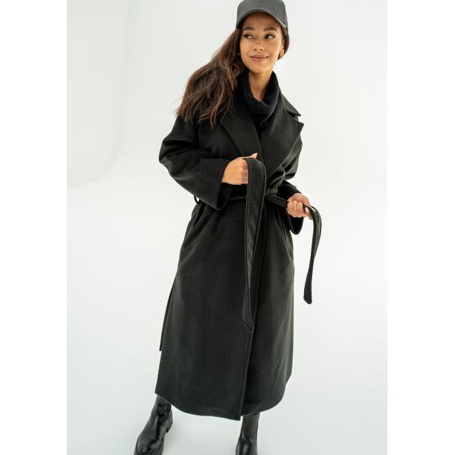 Černý elegantní kabát MOSQUITO s páskem