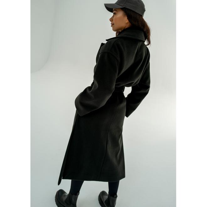 Černý elegantní kabát MOSQUITO s páskem