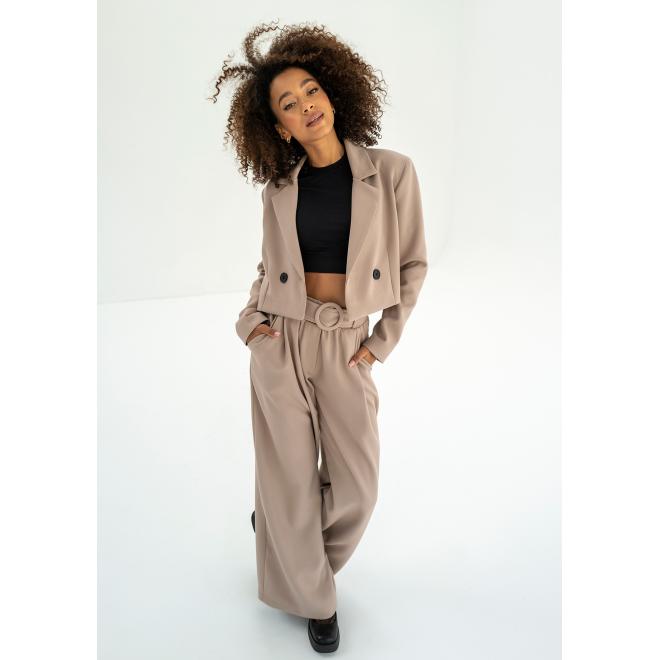 Široké béžové kalhoty MOSQUITO s páskem