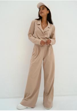 Bavlněné béžové kalhoty MOSQUITO volného střihu