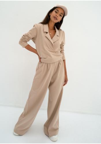 Bavlněné béžové kalhoty MOSQUITO volného střihu