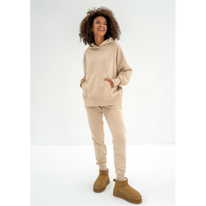 Béžová mikina MOSQUITO s klokaní kapsou
