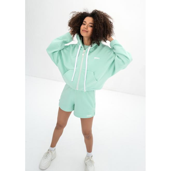 Mentolová mikina na zip MOSQUITO s kapucí