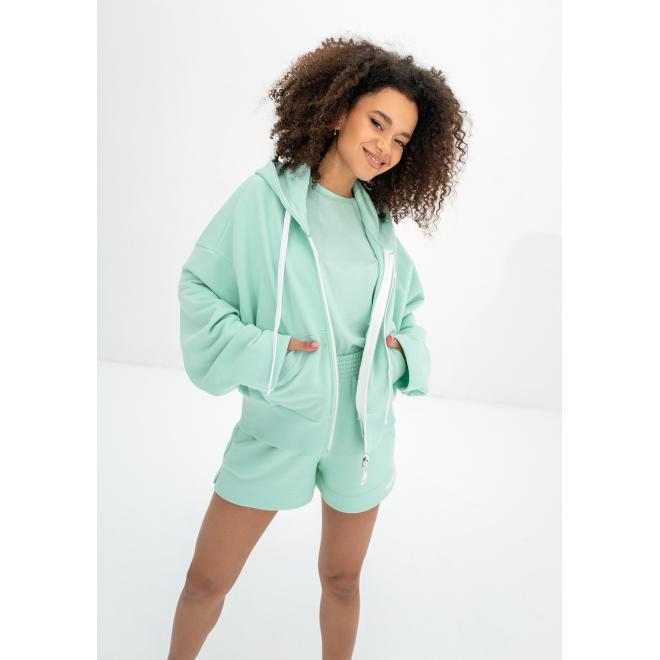Mentolová mikina na zip MOSQUITO s kapucí
