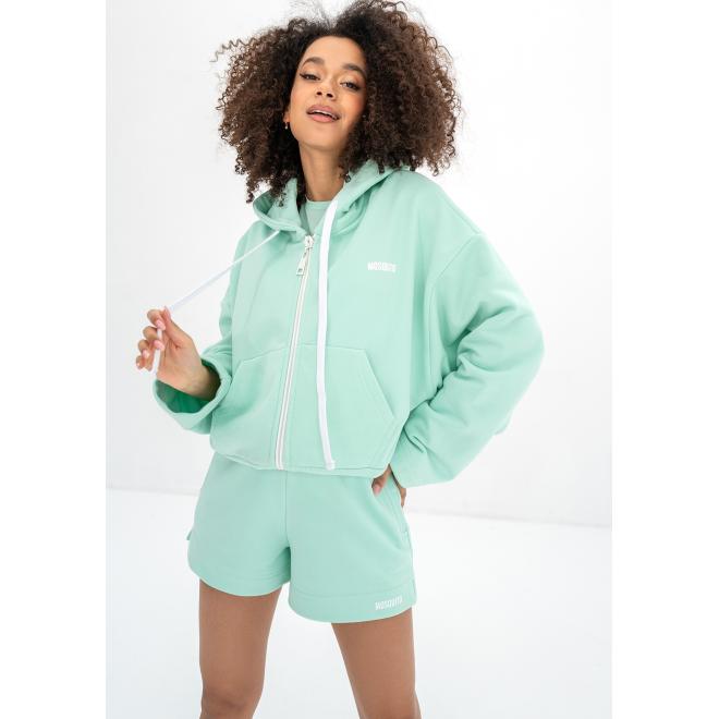 Mentolová mikina na zip MOSQUITO s kapucí
