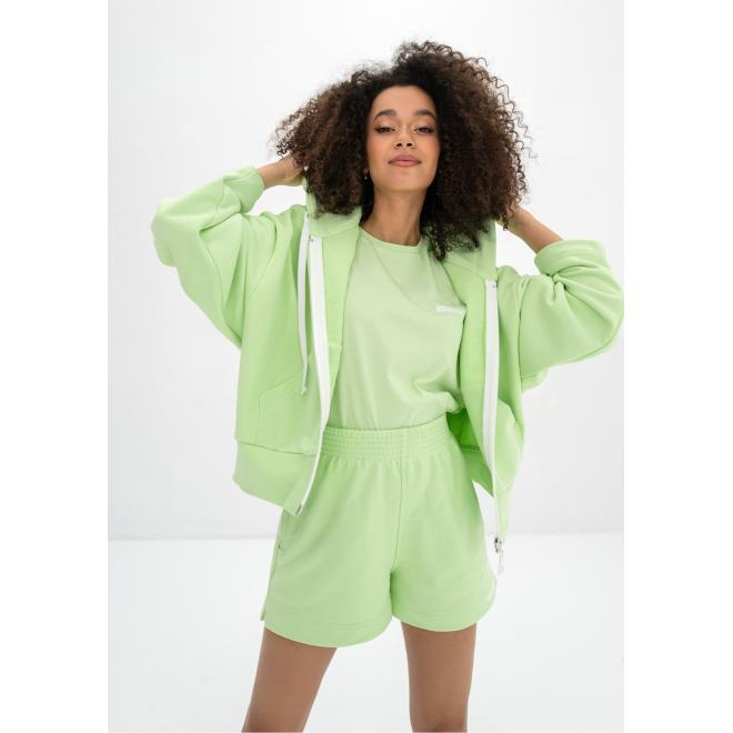 Limetková mikina na zip MOSQUITO s kapucí