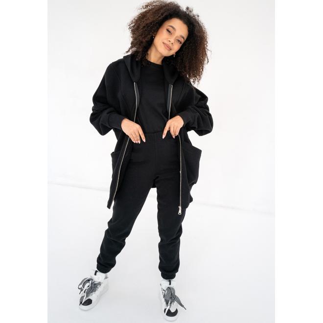 Dlouhá černá mikina MOSQUITO s kapsami